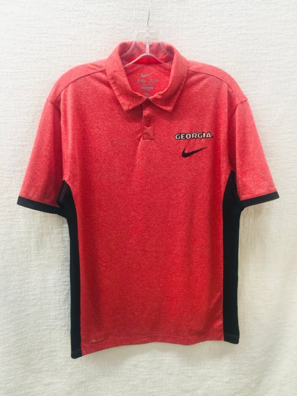Nike Dri-Fit UGA Golf Logo Polo Red Black Bulldogs, Size Medium